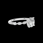 2.5 CT Oval Diamond Ring with Marquise Leaf Accents