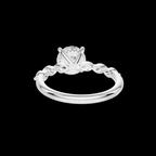 2.5 CT Oval Diamond Ring with Marquise Leaf Accents