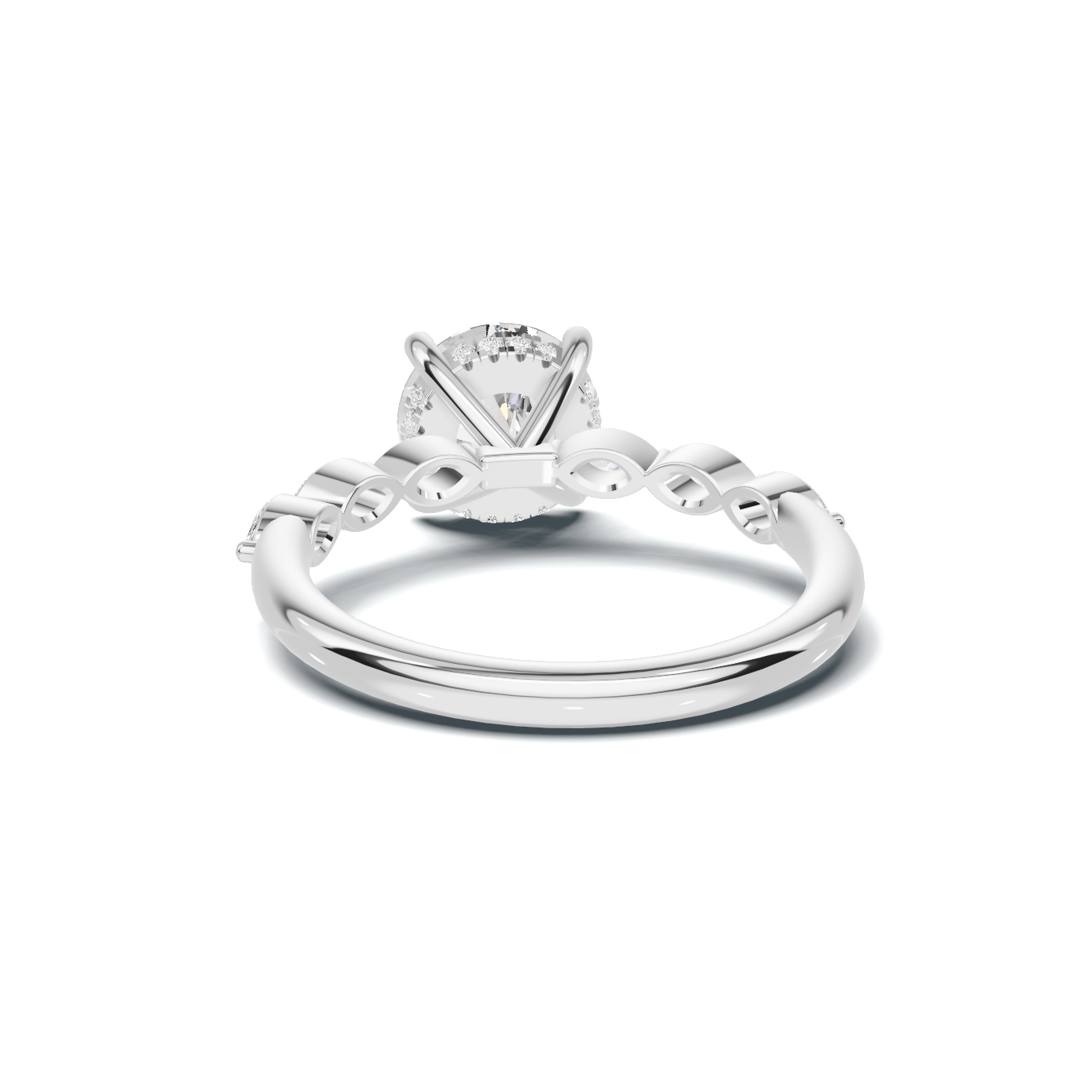 2.5 CT Oval Diamond Ring with Marquise Leaf Accents