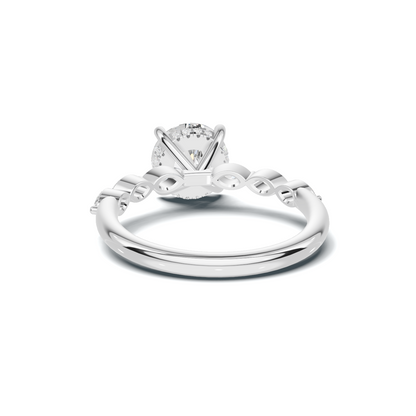 2.5 CT Oval Diamond Ring with Marquise Leaf Accents