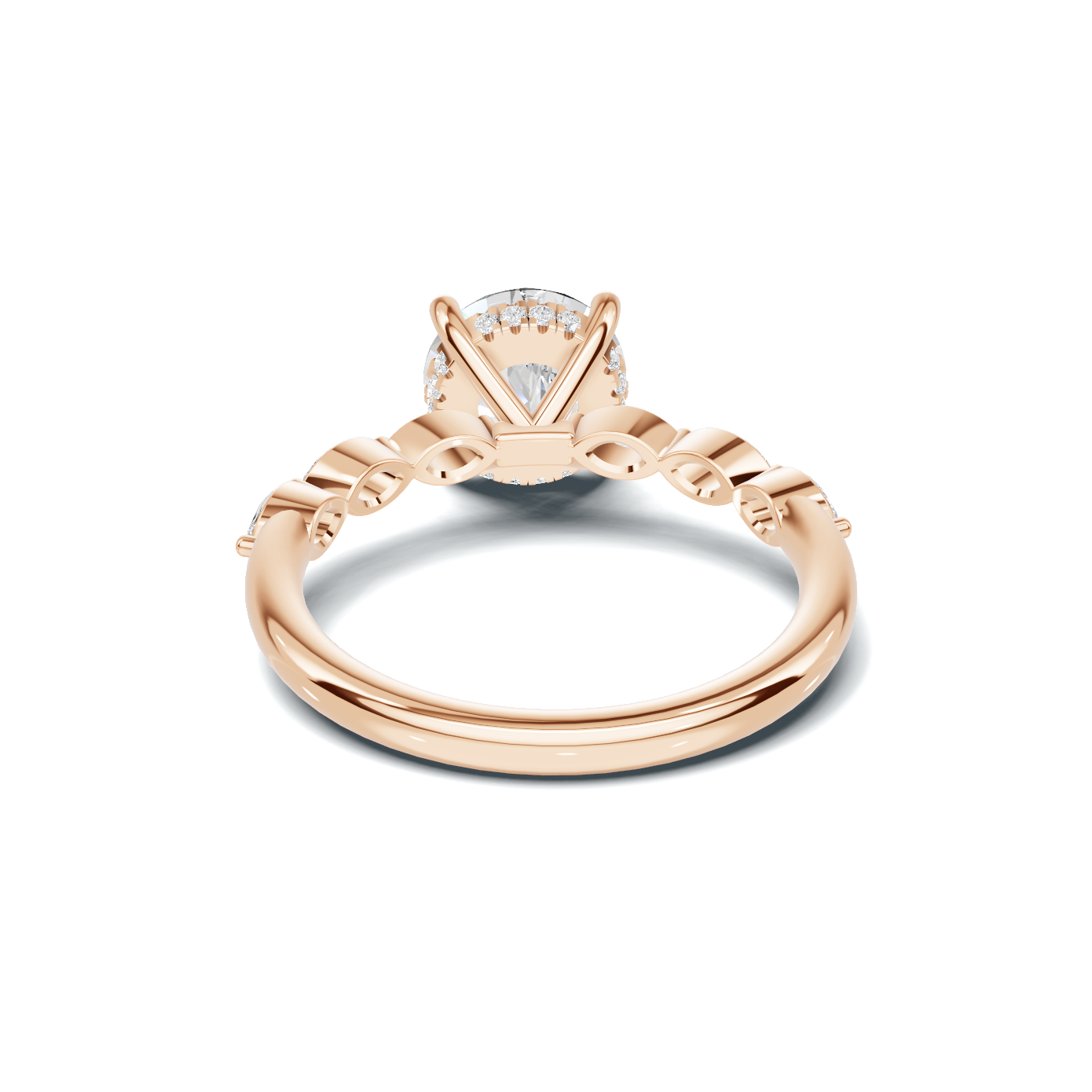 2.5 CT Oval Diamond Ring with Marquise Leaf Accents