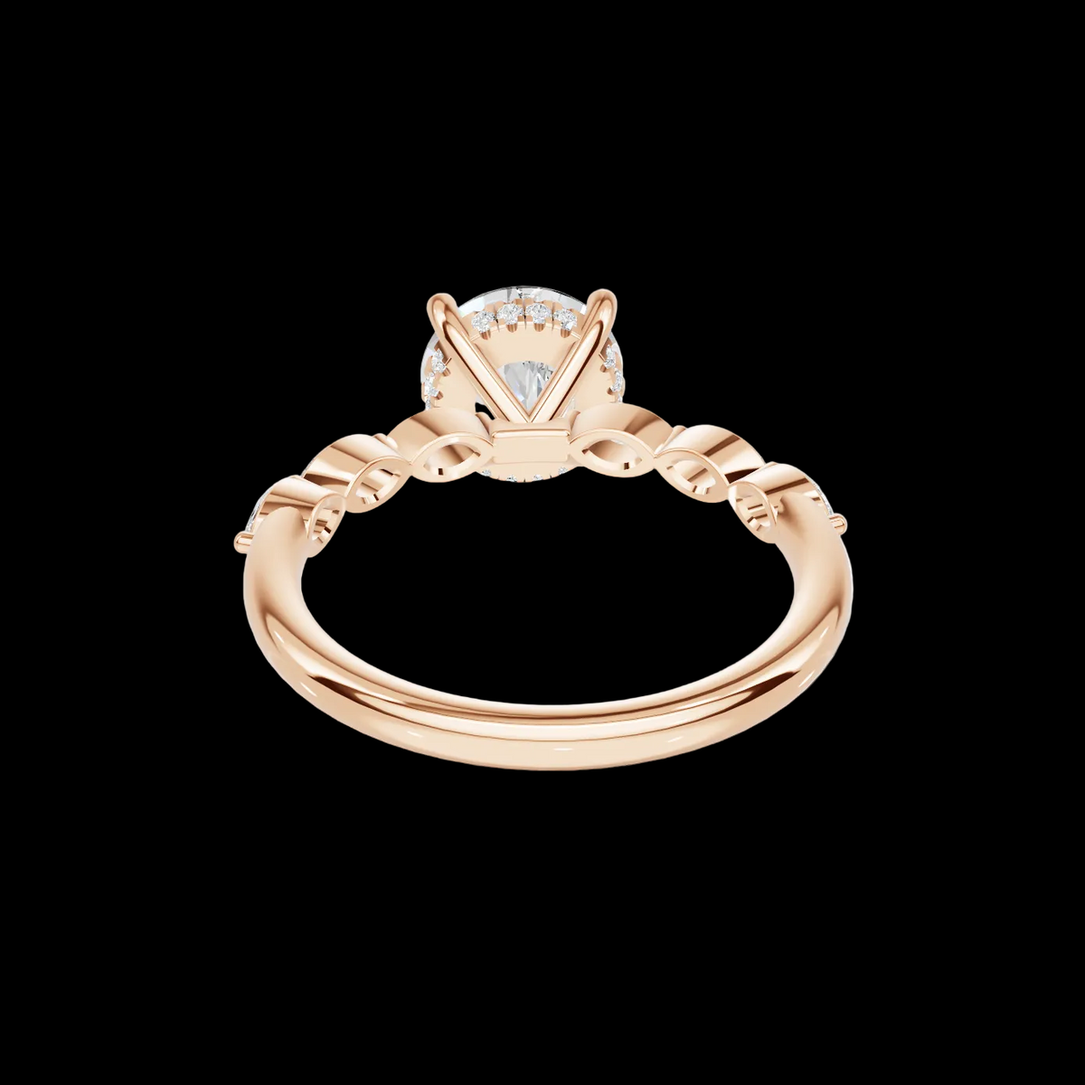 2.5 CT Oval Diamond Ring with Marquise Leaf Accents
