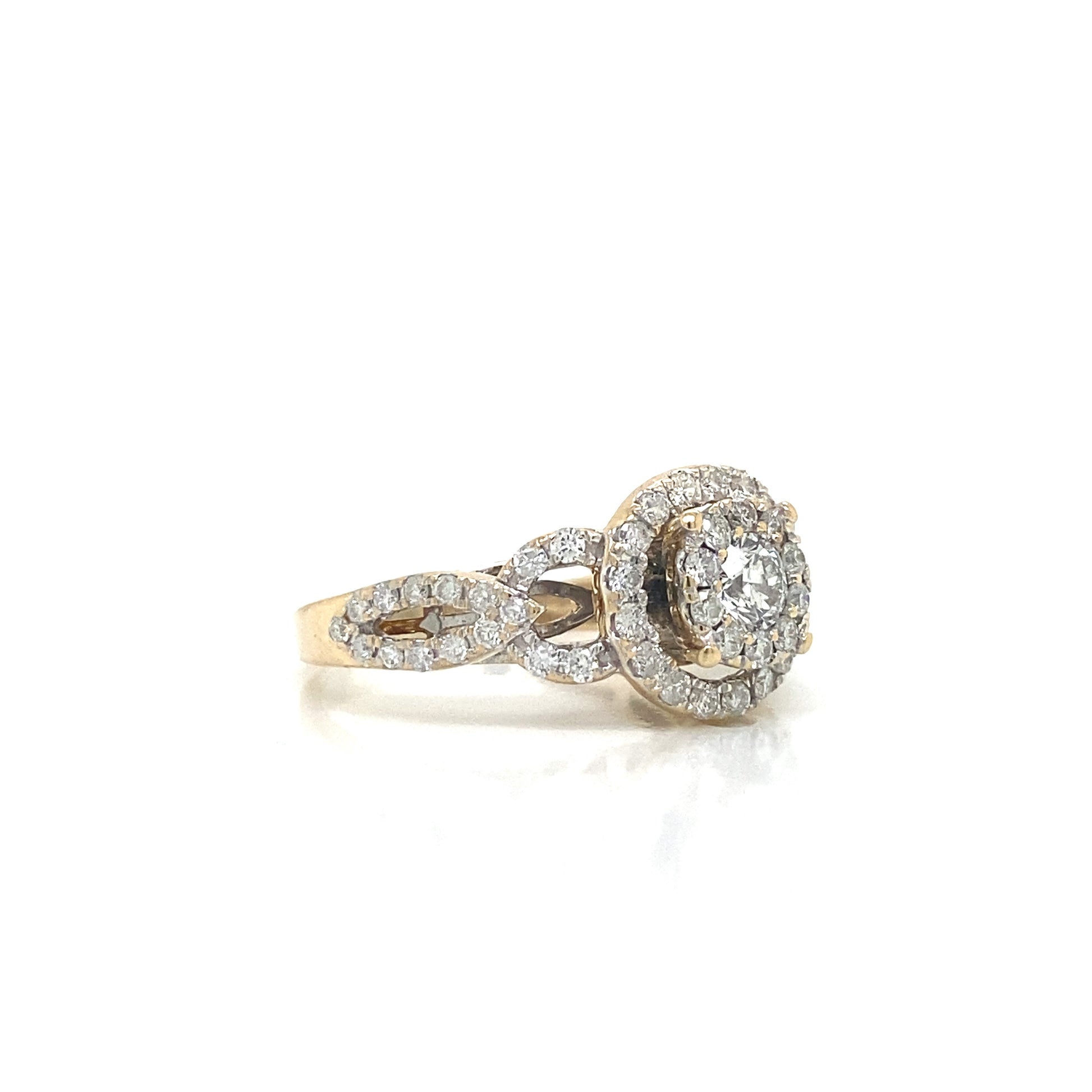 1 Carat Diamond Halo Ring 14K Gold