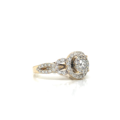 1 Carat Diamond Halo Ring 14K Gold