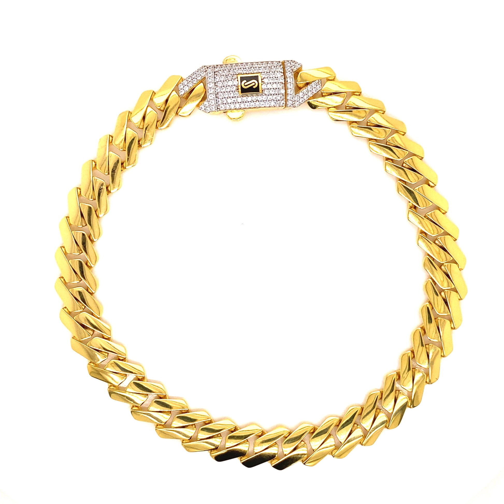 This anklet is 7.5 millimeters and is secured with a white crystal lock. 