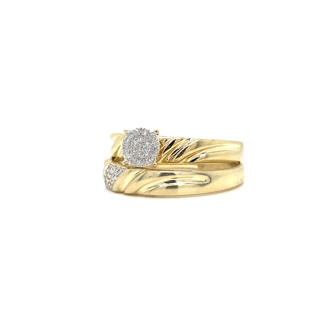 Golden Double Band Diamond Ring