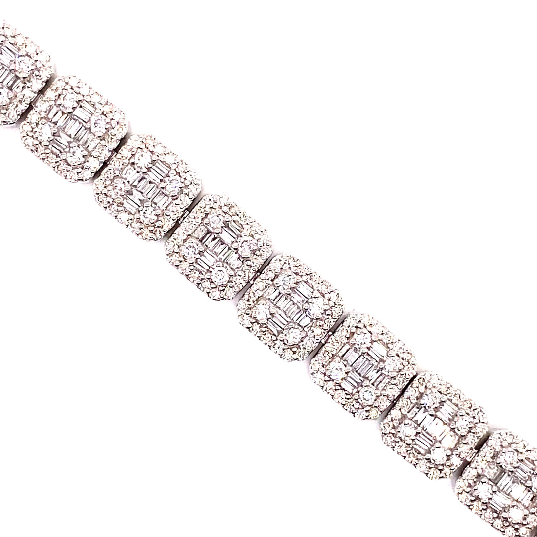 Cushion Halo White Gold Diamond Bracelet in 14k 