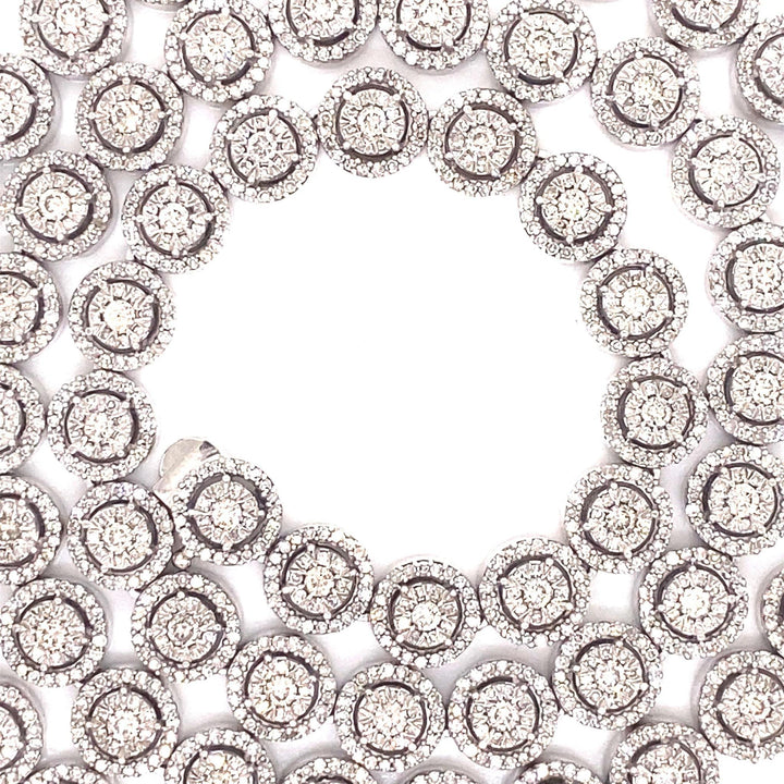 Elegant Halo Diamond Necklace in 10K White Gold