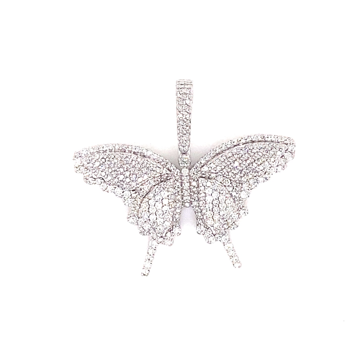 Large 14k White Gold and 2 CTWDiamond Butterfly Pendant