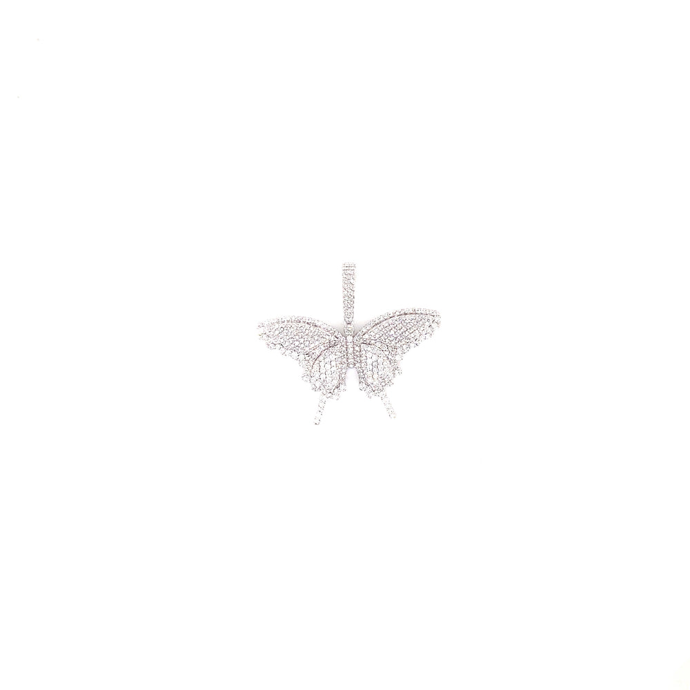 Large 14k White Gold and 2 CTWDiamond Butterfly Pendant