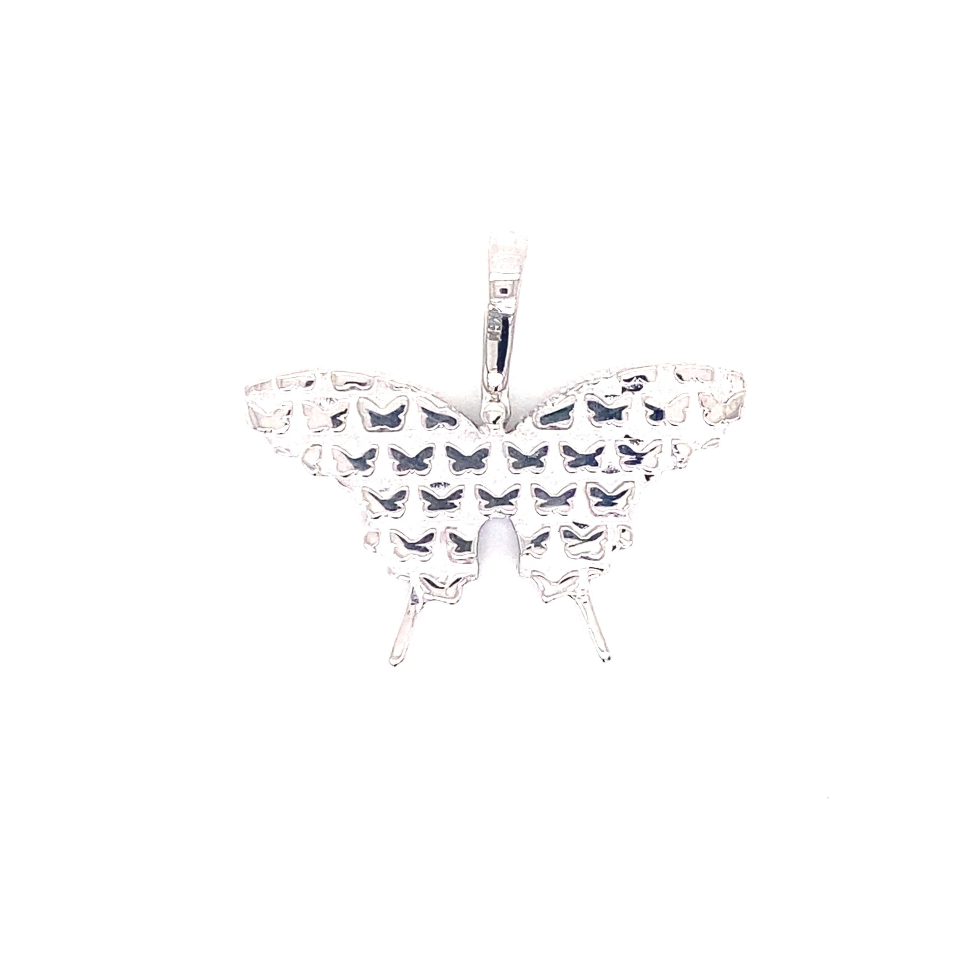 Large 14k White Gold and 2 CTWDiamond Butterfly Pendant