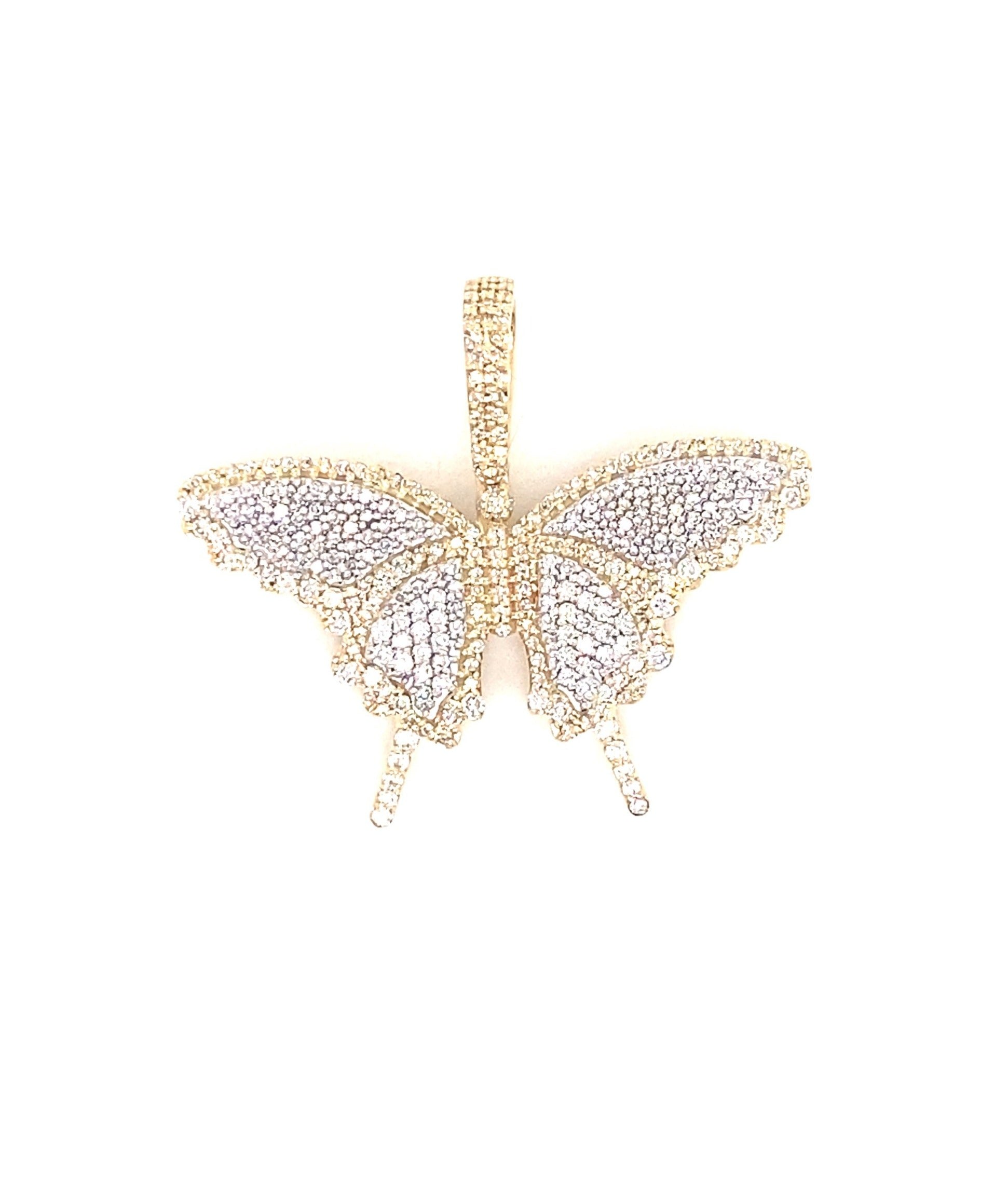 14k Yellow Gold and 1 CTW Diamond Butterfly Pendant