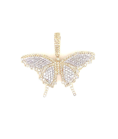 14k Yellow Gold and 1 CTW Diamond Butterfly Pendant