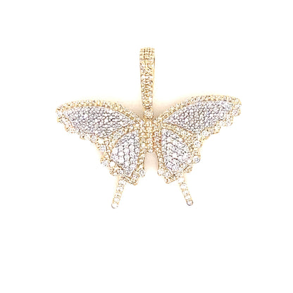 14k Yellow Gold and 1 CTW Diamond Butterfly Pendant