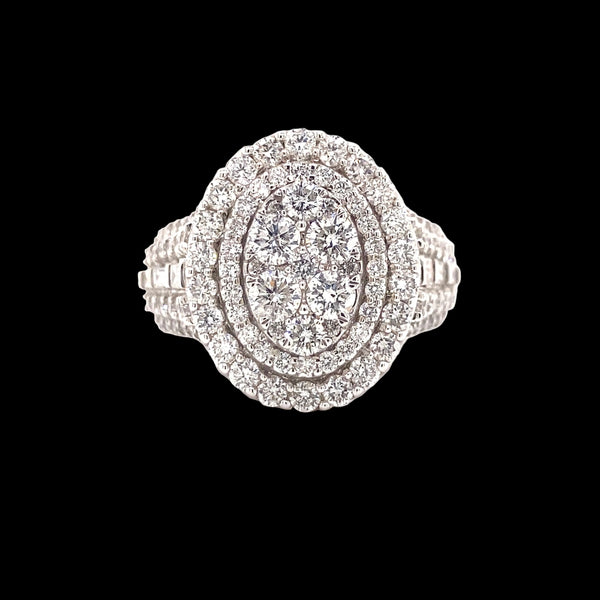 14k White Gold and 5.10 CTW Diamond Cocktail Ring
