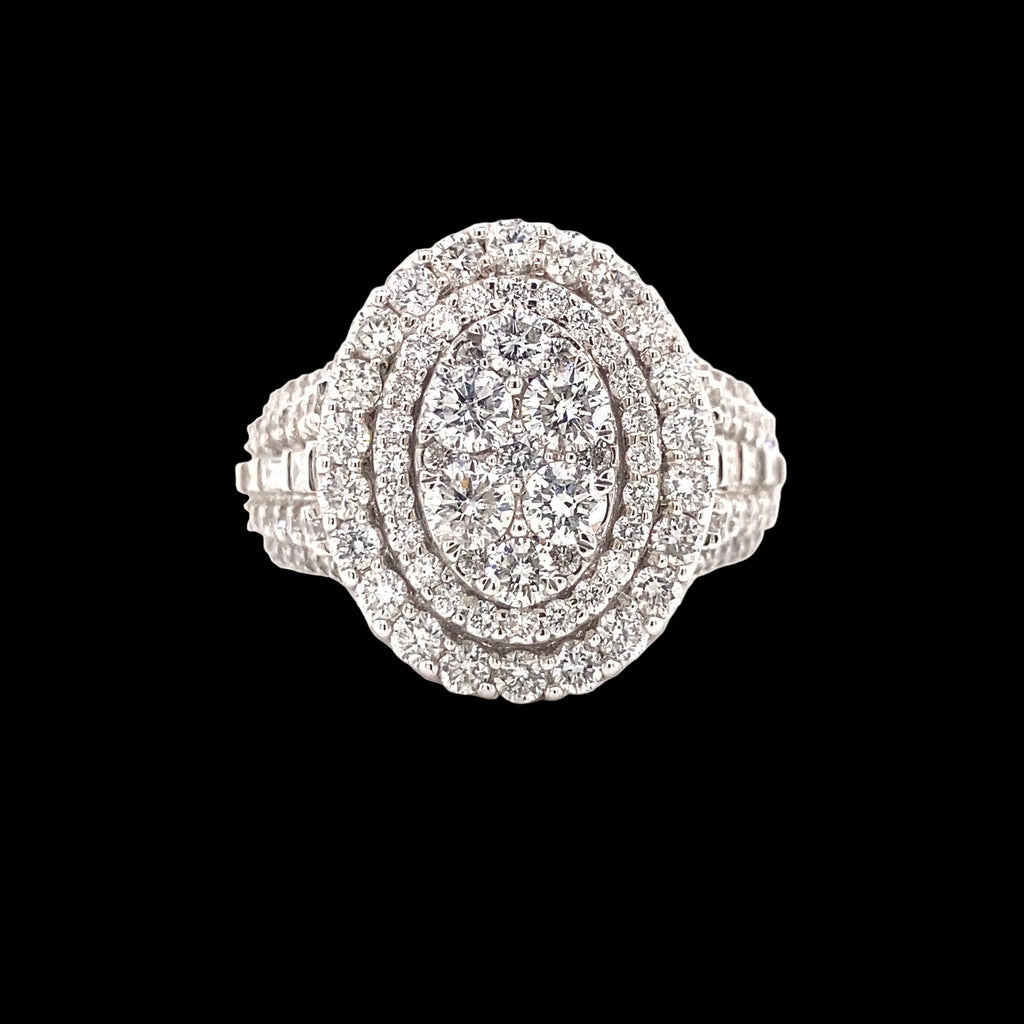 14k White Gold and 5.10 CTW Diamond Cocktail Ring