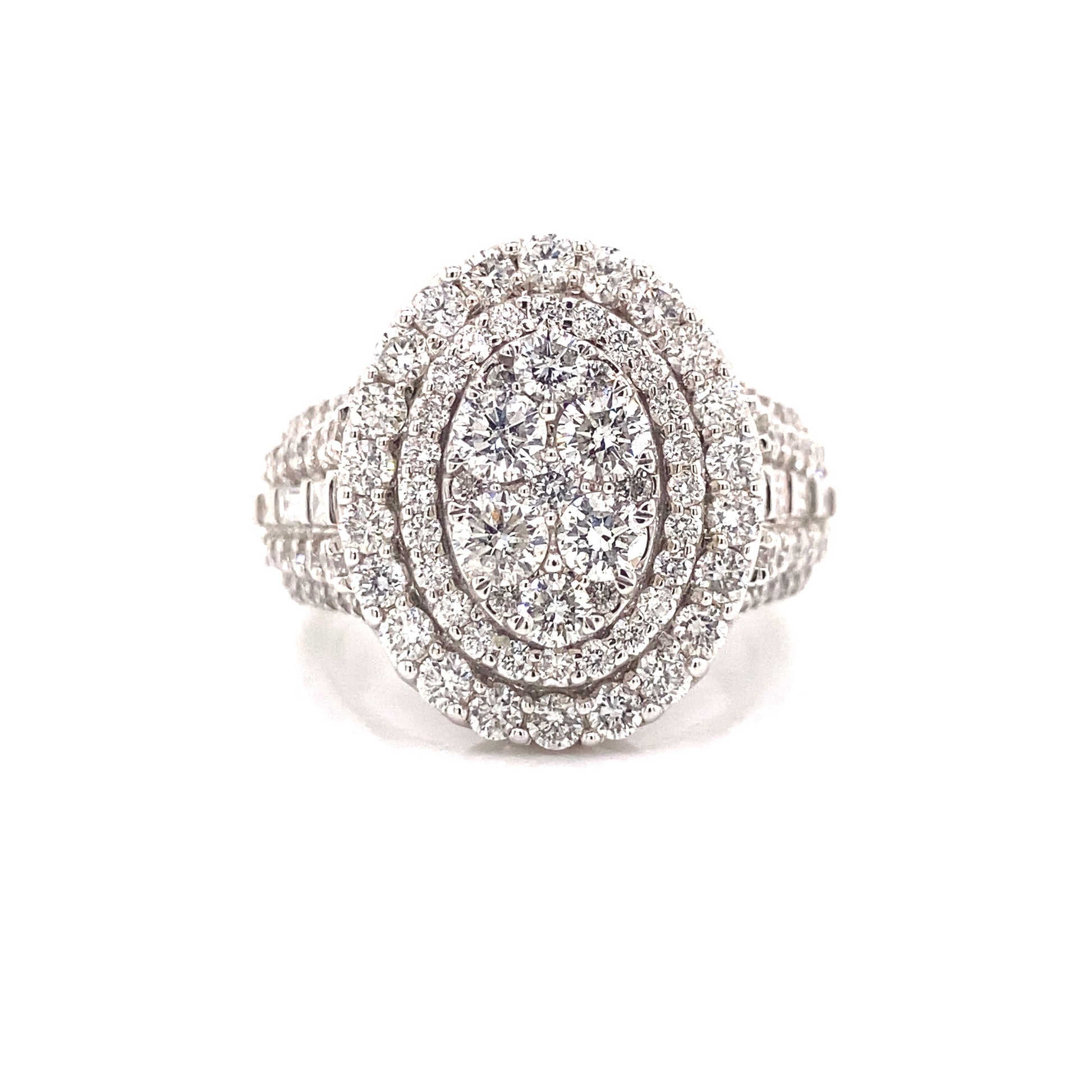 14k White Gold and 5.10 CTW Diamond Cocktail Ring