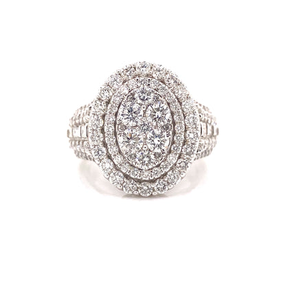 14k White Gold and 5.10 CTW Diamond Cocktail Ring