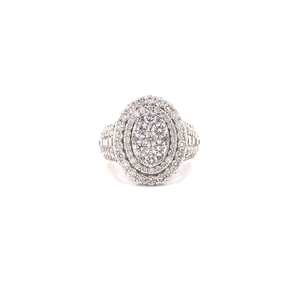 14k White Gold and 5.10 CTW Diamond Cocktail Ring