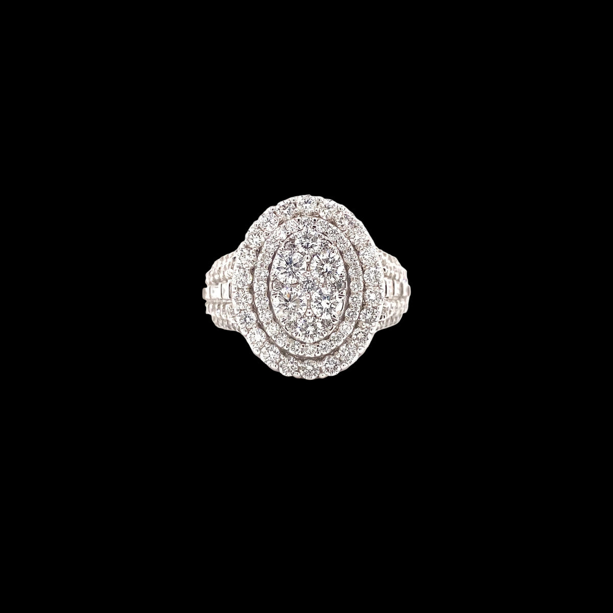 14k White Gold and 5.10 CTW Diamond Cocktail Ring