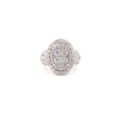14k White Gold and 5.10 CTW Diamond Cocktail Ring