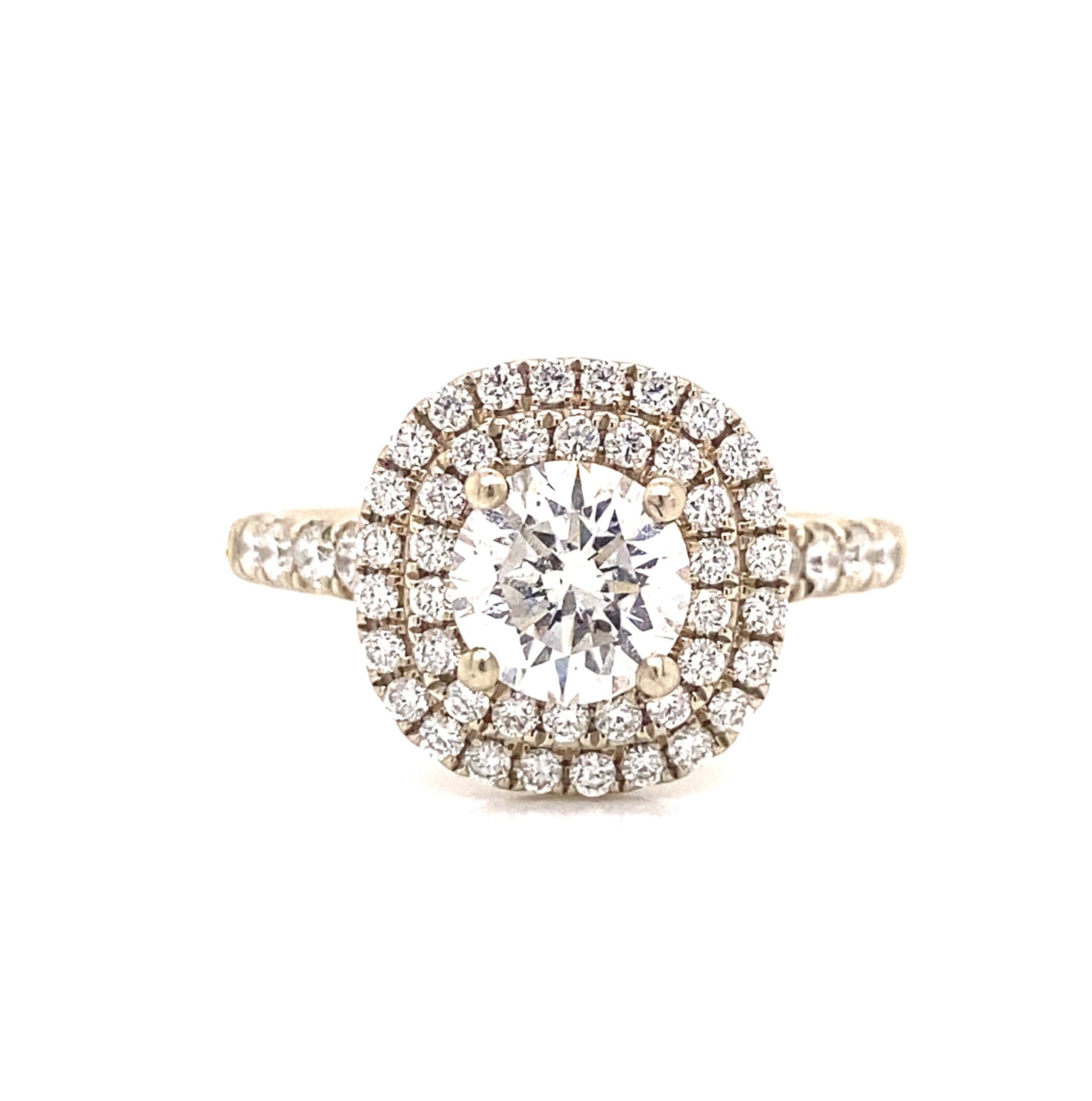Round Double Halo Multi-stone Engagement Ring in White Gold - #BAILEY-W -  Bijoux Majesty