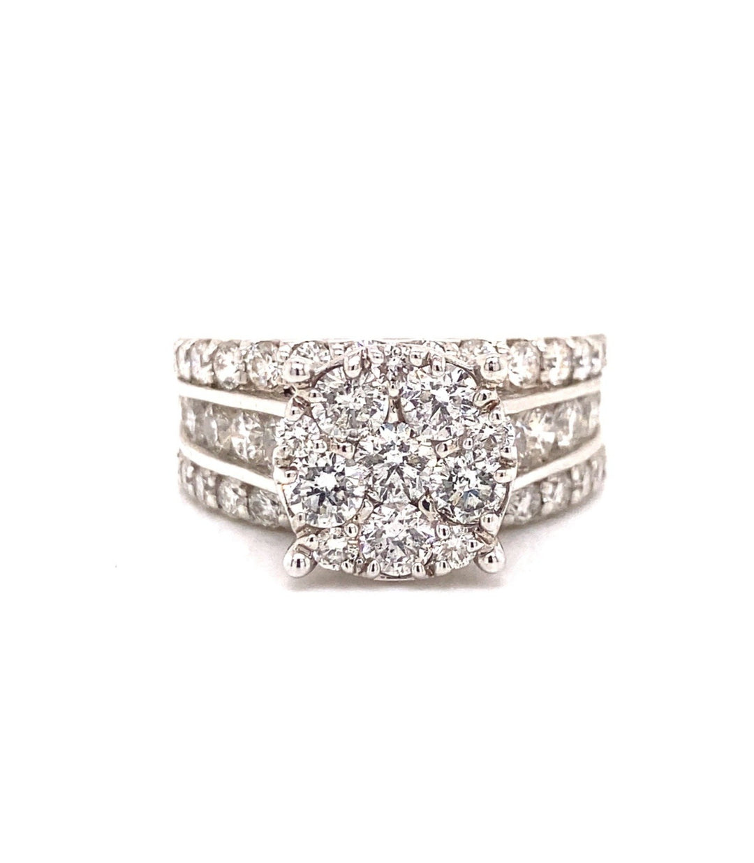 Womens Triple Chanel Set Diamond Ring in 14K Gold 5 / White Gold