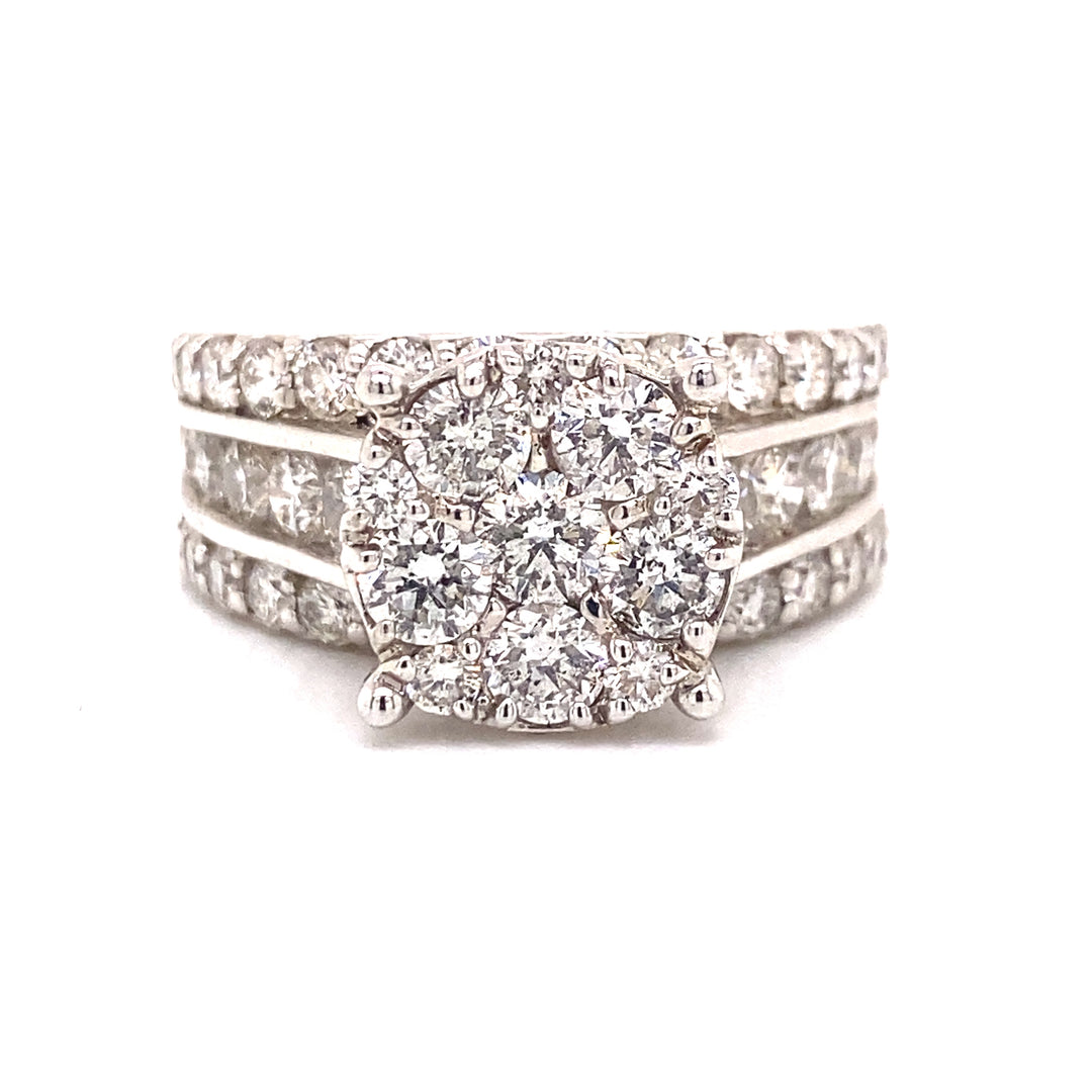 Womens Triple Chanel Set Diamond Ring in 14k Gold