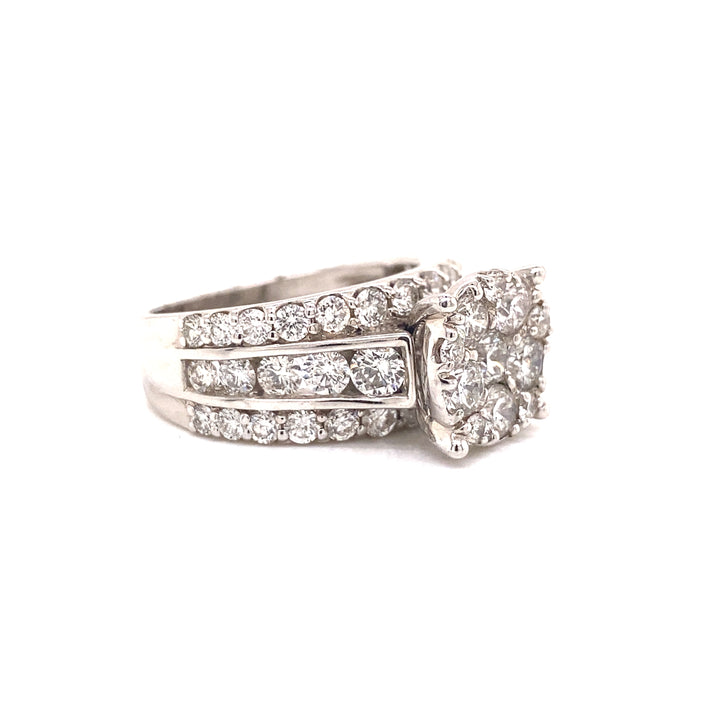 Womens Triple Chanel Set Diamond Ring in 14k Gold