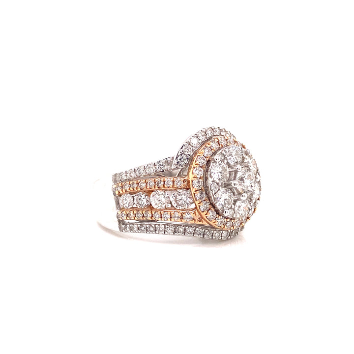 Twisted Shank Diamond Halo Womens Ring in 14k Gold