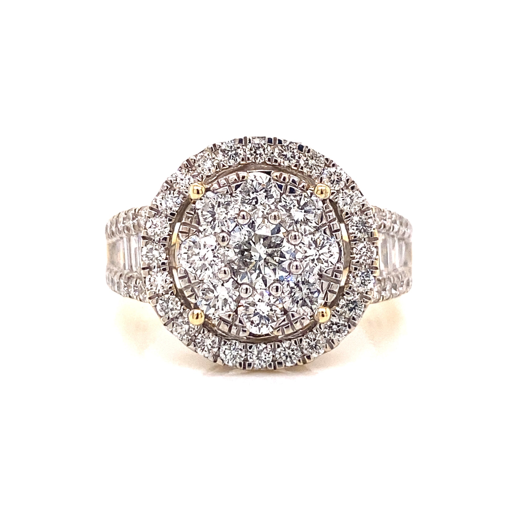 Button Prong Diamond Halo Womens Ring