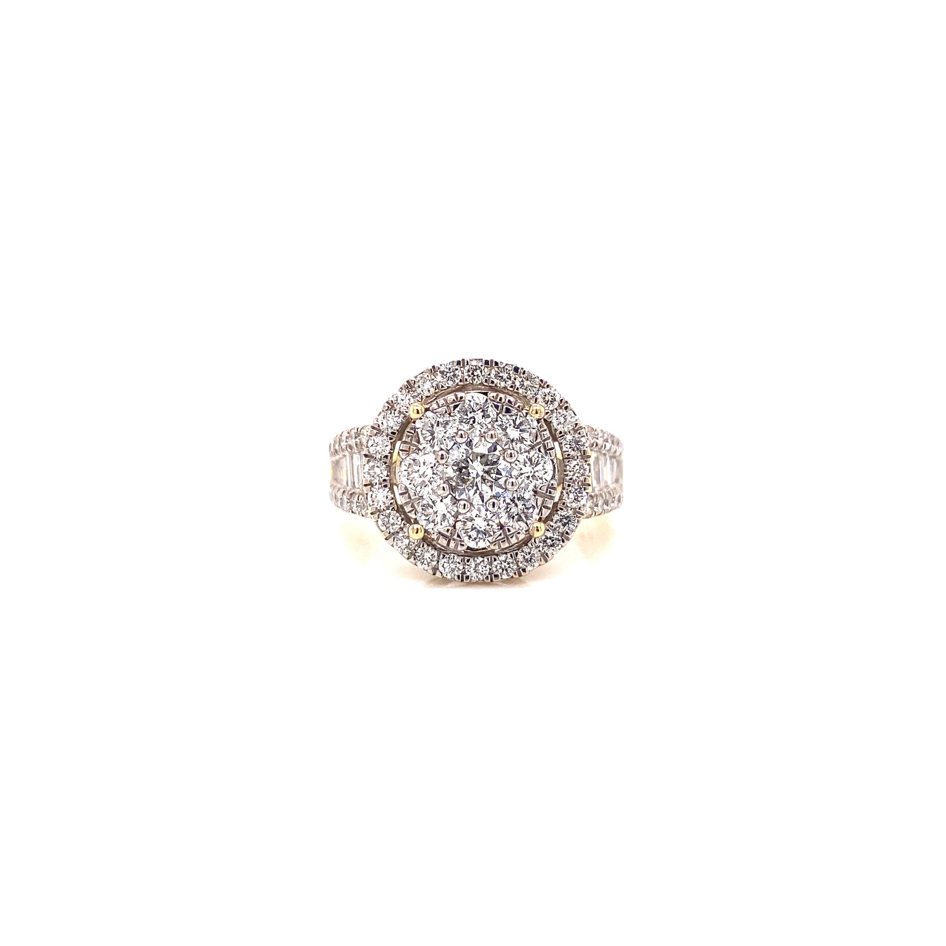 Button Prong Diamond Halo Womens Ring