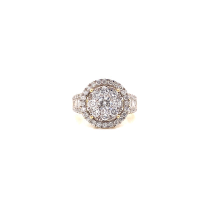 Button Prong Diamond Halo Womens Ring