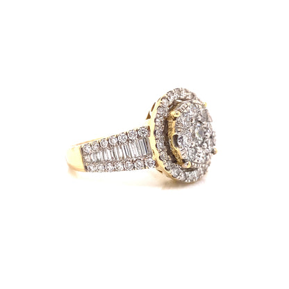 Button Prong Diamond Halo Womens Ring