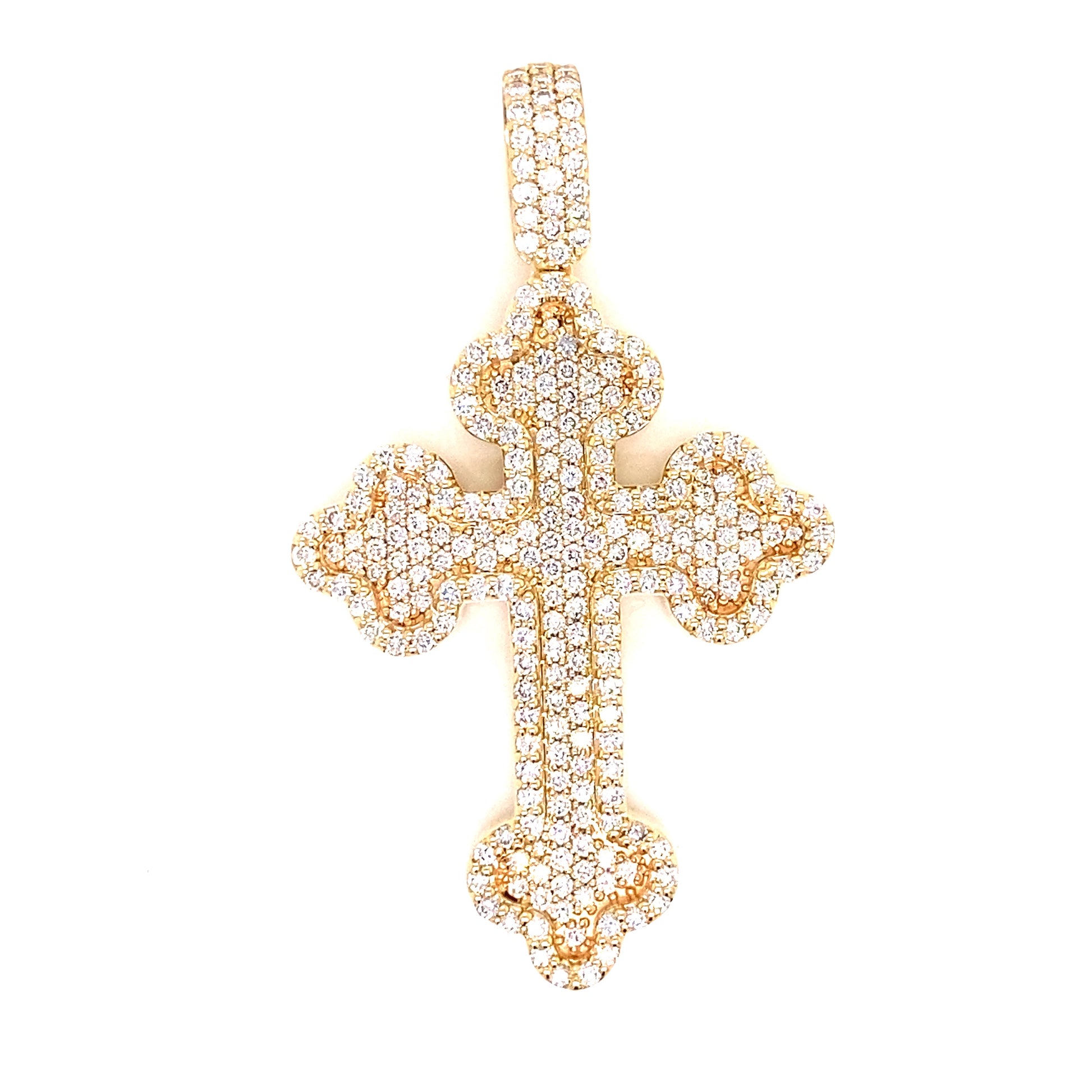 14k Gold and 3 CTW Diamond Medieval Cross Pendant