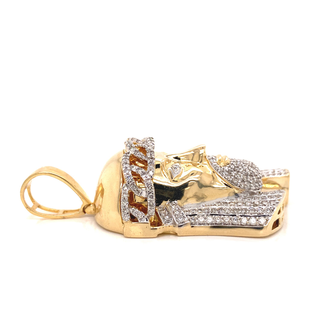 14k Gold and 4.50 CTW Diamond Jesus Pendant - Rocco's Jewelry