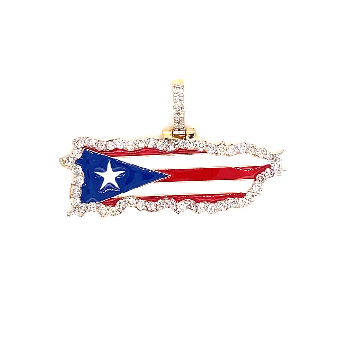 Puerto Rico is displayed in this pendant with its red, white and, blue colors. 