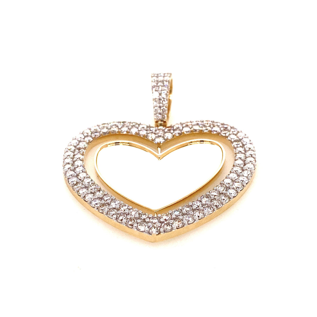 10k Gold and 6 CTW Diamond Heart Double Sided Photo Pendant