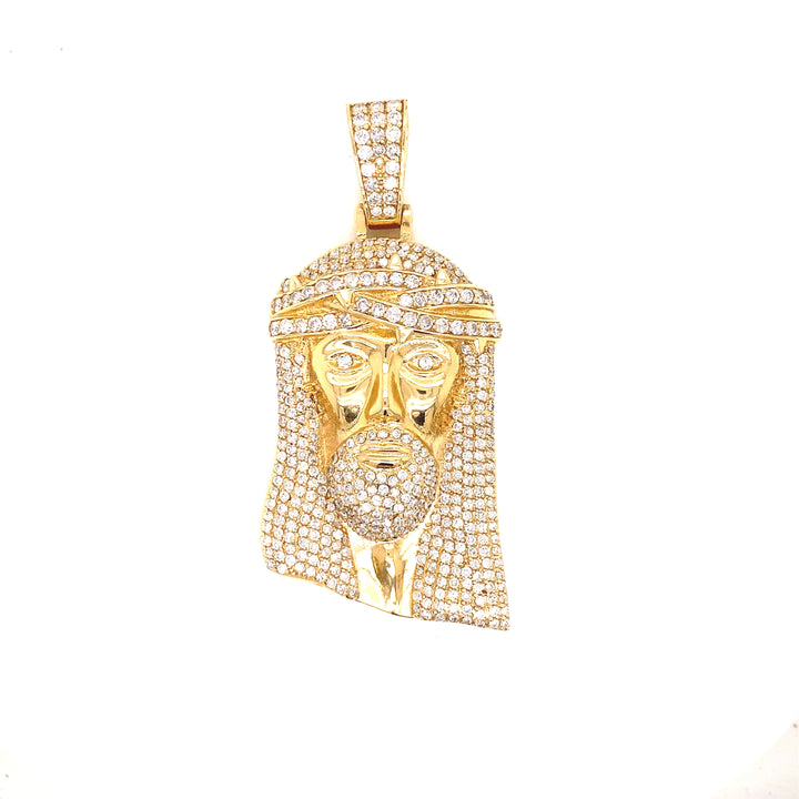 14k Gold and 8.50 CTW Diamond Jesus Pendant
