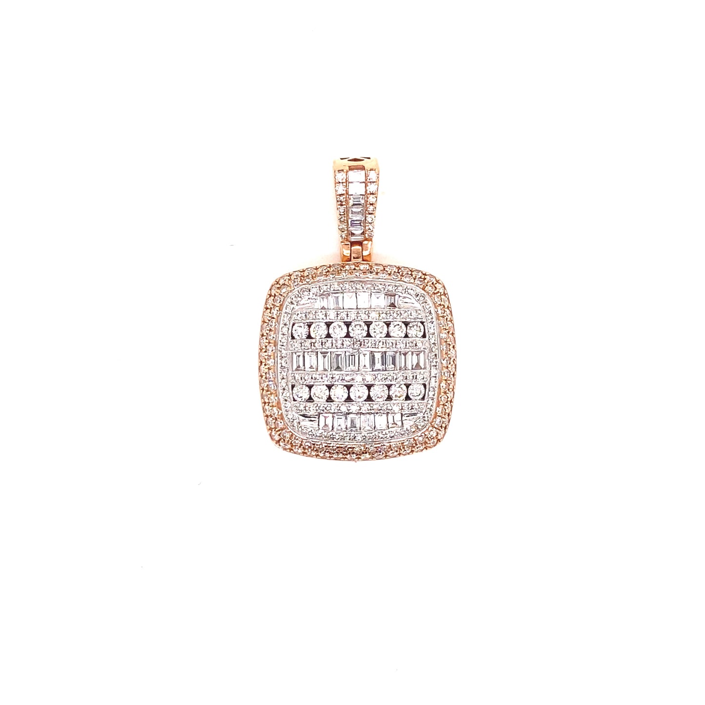 14k Rose Gold Diamond Square Style Pendant