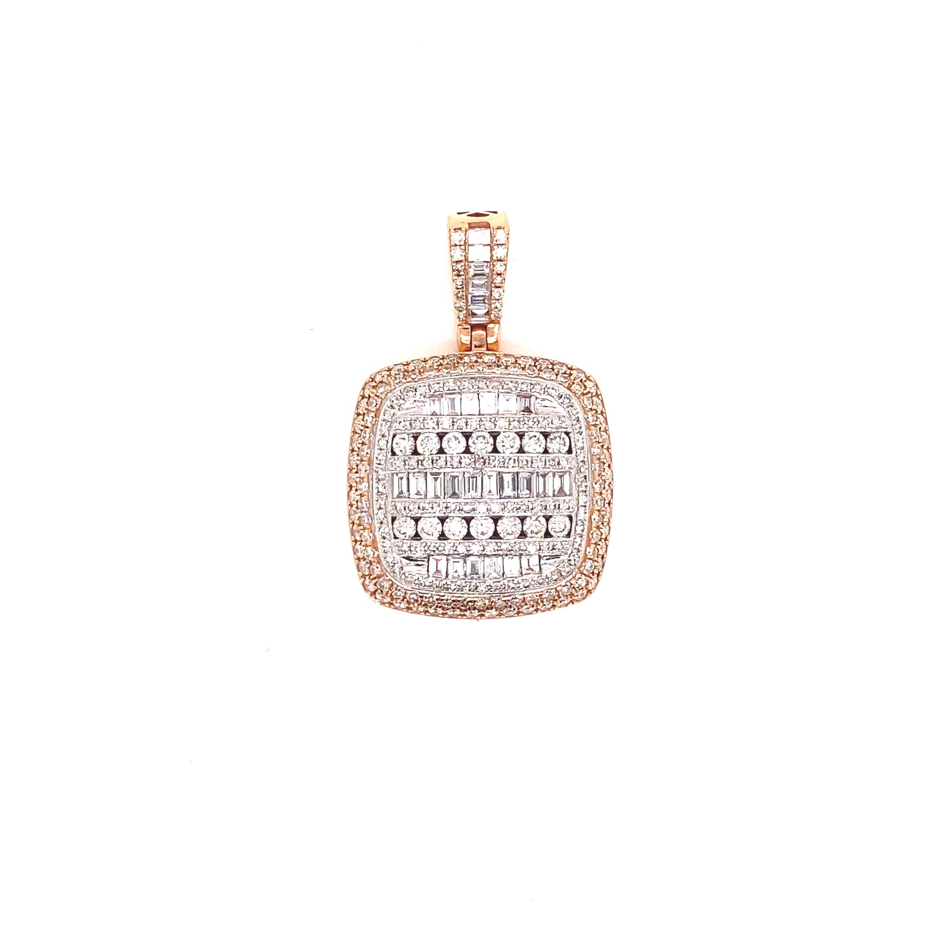 14k Rose Gold Diamond Square Style Pendant