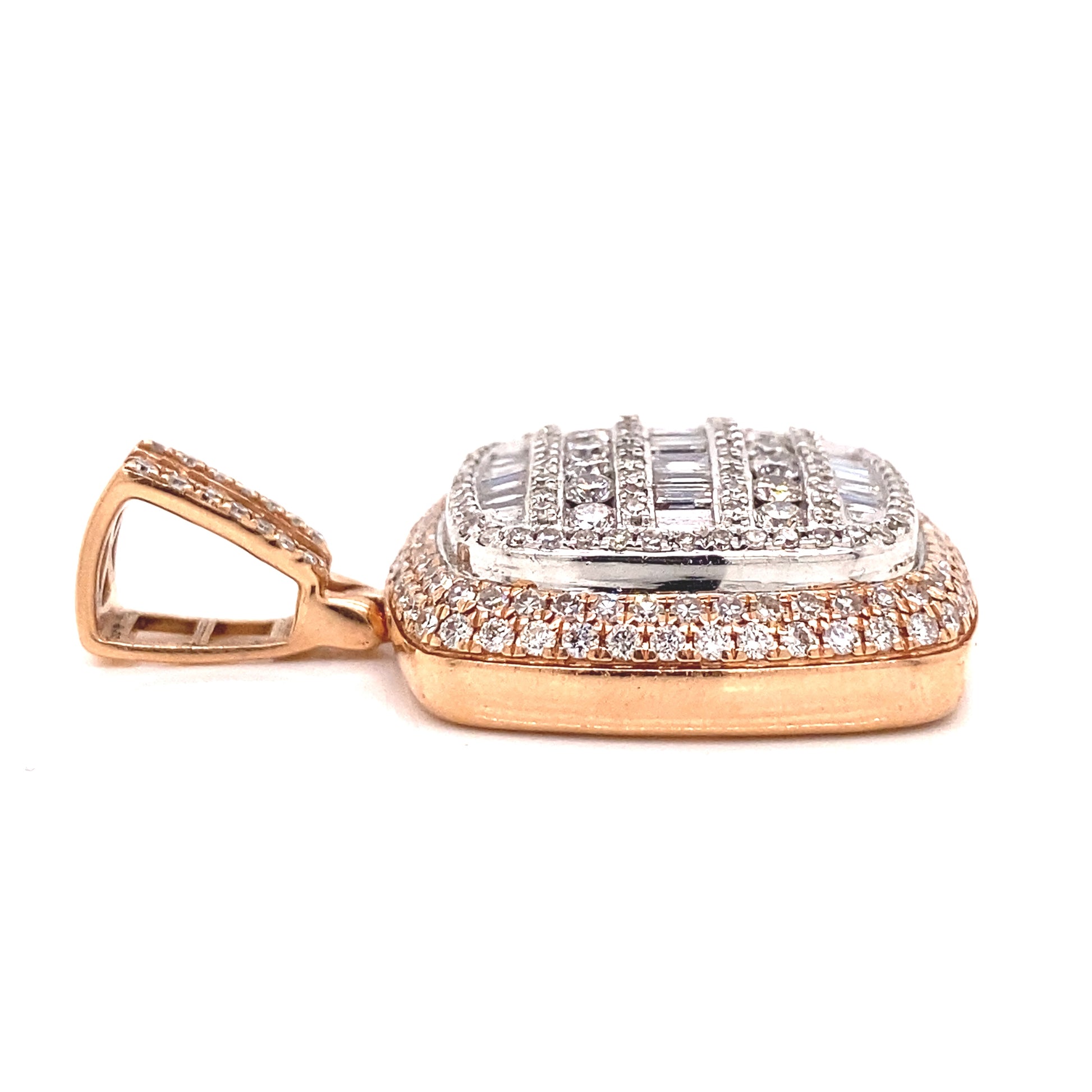 14k Rose Gold Diamond Square Style Pendant