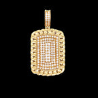 14k Gold and 3 CTW Diamond Dog Tag Cuban Inspired Pendant