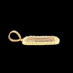 14k Gold and 3 CTW Diamond Dog Tag Cuban Inspired Pendant