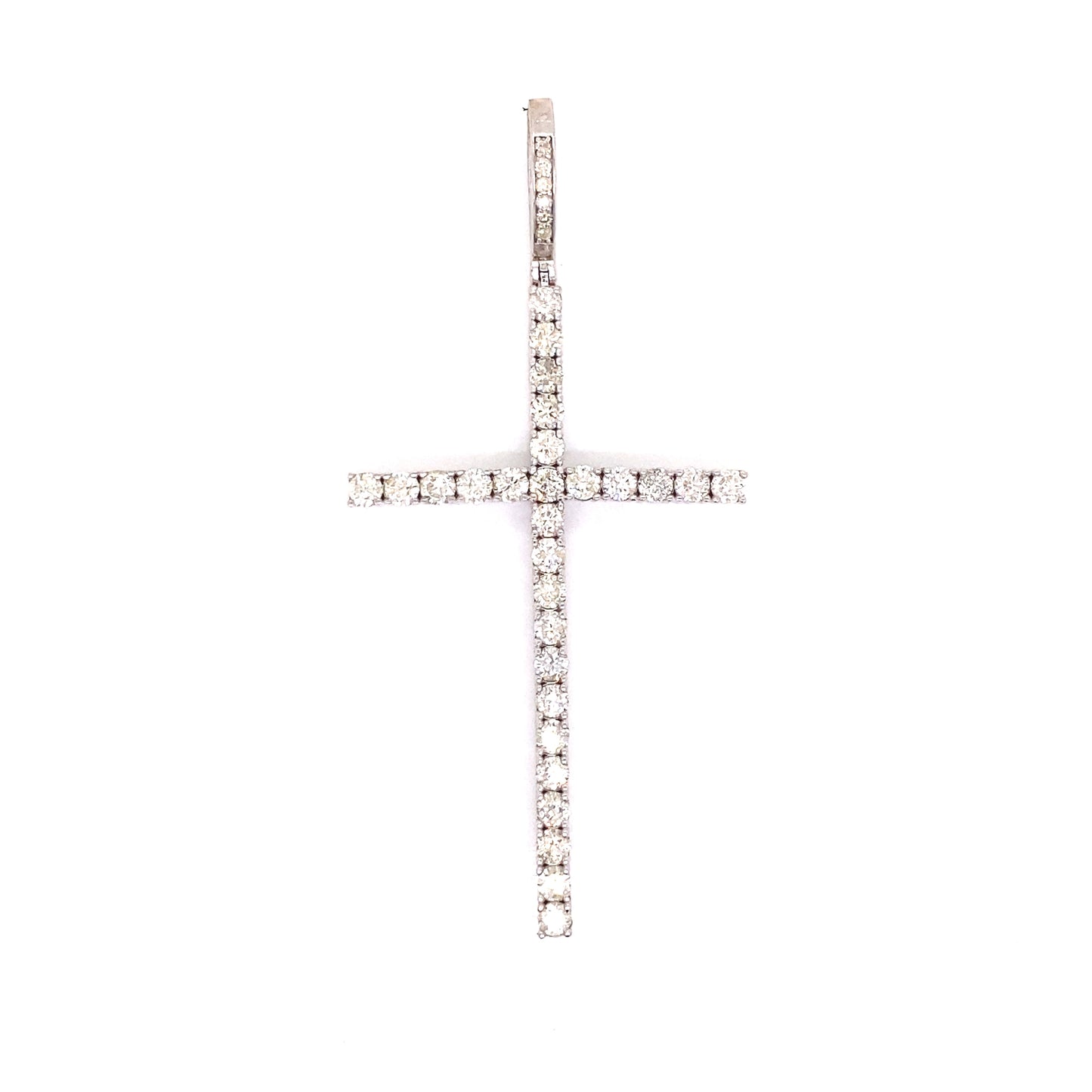 Long Diamond Cross Pendant in 14K Gold 