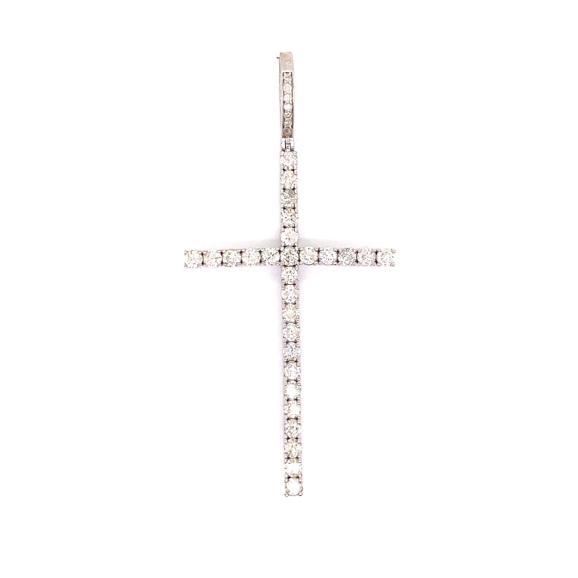 Long Diamond Cross Pendant in 14K Gold 