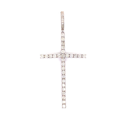 Long Diamond Cross Pendant in 14K Gold 