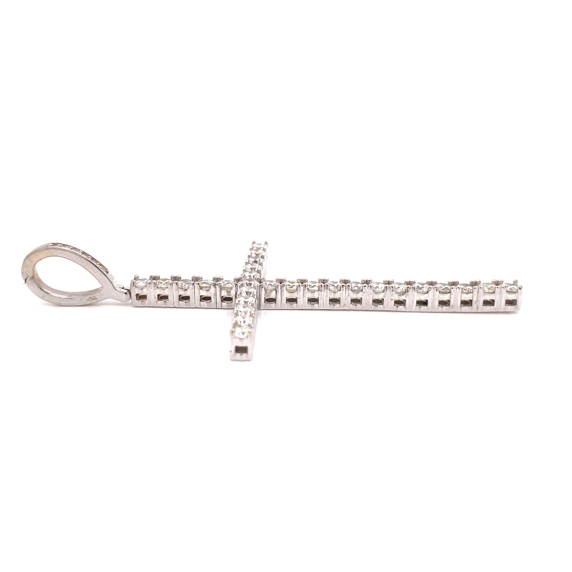 Long Diamond Cross Pendant in 14K Gold 