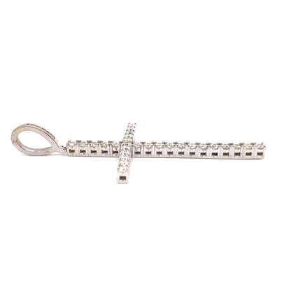 Long Diamond Cross Pendant in 14K Gold 