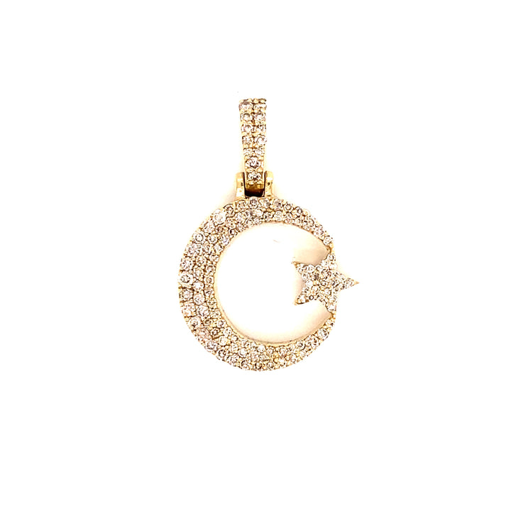 14k Gold and 1 CTW Diamond Star and Crescent Pendant